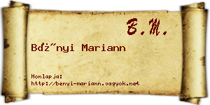 Bényi Mariann névjegykártya