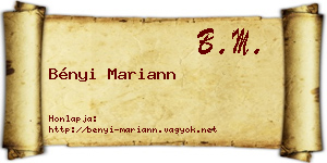 Bényi Mariann névjegykártya