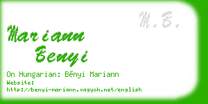 mariann benyi business card